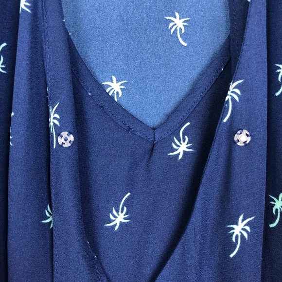 Cookies Hawaii Blue Palm Tree Wrap Sleeveless Blouse Tank Top Womens Medium - Picture 3 of 8